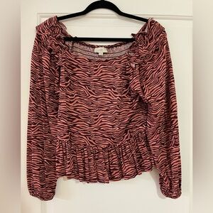 Loft LS Animal Print Top - Size M